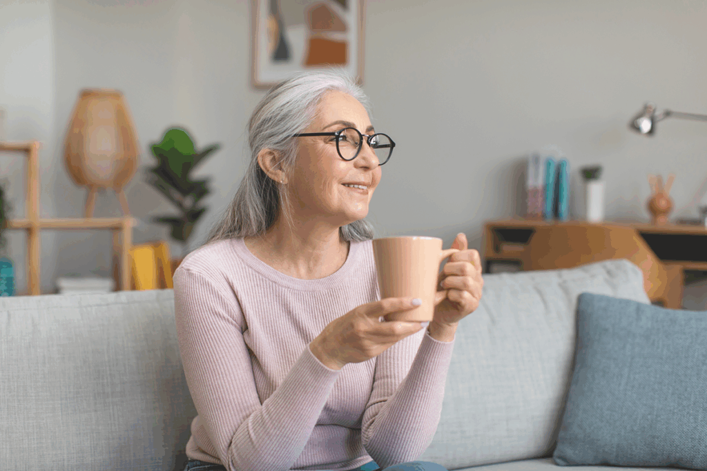 woman holding coffee cup
